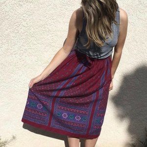 Vintage maroon wine scarlet peasant skirt cottage core